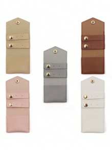 1 Piece Of White/Pink/Khaki/Gray/Yellow, Made Of PU Material, Simple And Stylish Mini Portable Foldable Multifunctional Jewelry Roll Bag, Compact Travel Storage Bag With Snap Closure, Suitable For Storing Earrings, Rings, Necklaces And Other Essential Items For Delicate Women's Travel For Women Storage Organizer Travel Essentials Back To School Dormitory Storage