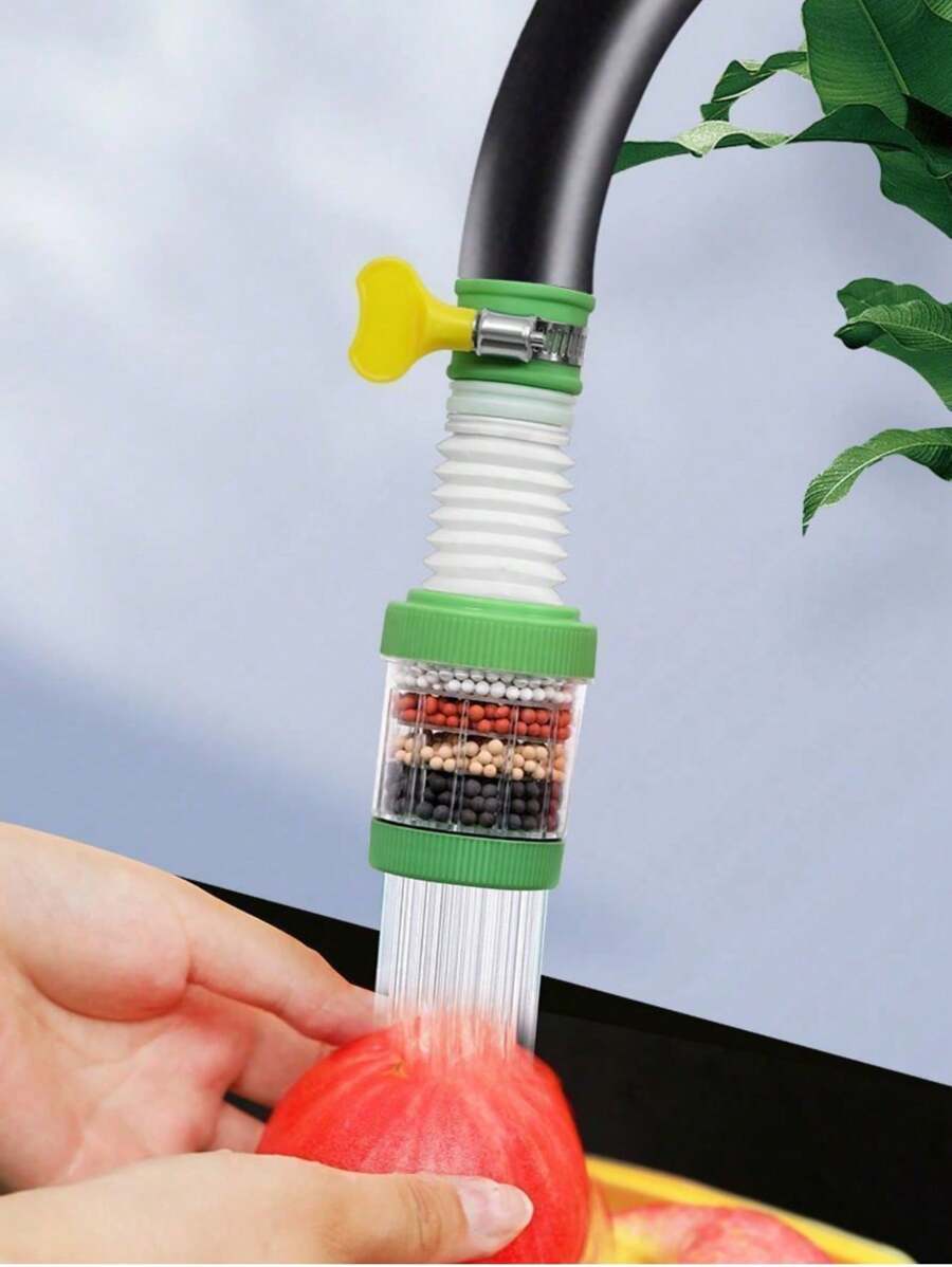 1pc Universal Detachable And Washable Retractable Six-Layer Faucet Filter Household Kitchen Tap Water Splash Prevention Shower Water-Saving Water Filter Simple Installation Anti-Splash Water Saver, Detachable And Washable, Suitable For Household Kitchen Plastic Faucets