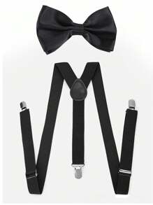2 Pack Men's Black Elasticated Adjustable Halter Tie Bow For Everyday Dress Pants With Loop Closure For Shows, Parties, Grooms, Decoration As A Boyfriend Gift Bowknot Matching Decoration, Matching Accessories.