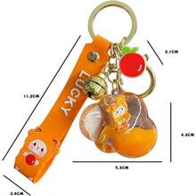 Cute Kawaii Floating Fruit Sheep Character Cloud Design Backpack Car Key Pendant  Women Handbag Et Clear Acrylic Glitter Liquid Keychain Pink-0029 - Hồng - Xem 6