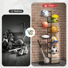 GOFLAME 7-Tier Basketball Ball Storage Rack Sports Equipment Display Organizer