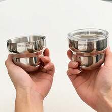 1 个 240ML304 不锈钢马克杯，双层耐热咖啡杯，可重复使用的饮水杯，玻璃杯，牛奶、茶、饮料容器，适合学生和成人在学校、办公室、旅行、野餐、露营时使用 - 彩色 - 查看 3