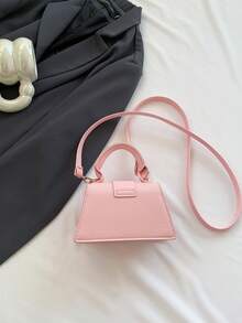 Fashionable High-Quality Lipstick Bag, Mini Square Handbag, New Solid Color Versatile Tote Bag, Women Purse - Pink - View 4