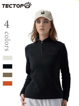 TECTOP Women Fleece Winter Jackets Slim Fit Pullover Polar Long Sleeve 1/4 Quarter Zip Warm, Cozy Outerwear For Outdoor,Skiing