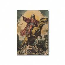 FajerminArt 1pc Optional Frame Vintage Jesus Riding Dinosaur Posters For Living Room & Bedroom Decor Wall Arts Decor Canvas Painting Gift Posters - Multicolor - View 14