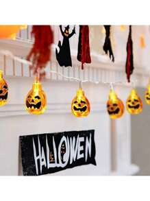 1 件 1.5/3/6 米 10/20/40LED 万圣节树脂南瓜灯串，由干电池供电（不含电池），采用恐怖树脂南瓜设计，用于庭院、门廊、露营派对装饰、万圣节树和窗户装饰、万圣节装饰、节日灯饰、怪诞氛围、电池供电灯万圣节装饰灯家居装饰派对装饰万圣节装饰房间装饰万圣节花园装饰礼物仙女
