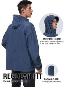 GYHSLightweight Rain Waterproof Windbreaker Packable Rain Coat - 藏蓝色 - View 4