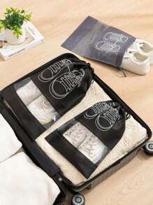 10/5/3/1 قطعة أكياس تخزين الأحذية من القماش غير المنسوج، أكياس منظم أحذية شفافة مقاومة للماء محمولة، أكياس منظم أمتعة السفر، مناسبة لجميع الأحذية، أكياس تخزين الأحذية، اكسسوارات السفر