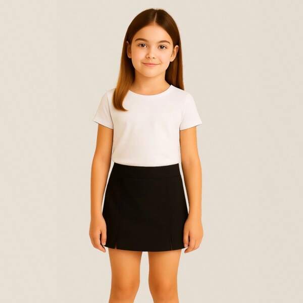 Short Saia Juvenil Confortável com Fenda Frontal – Moda Casual Elegante