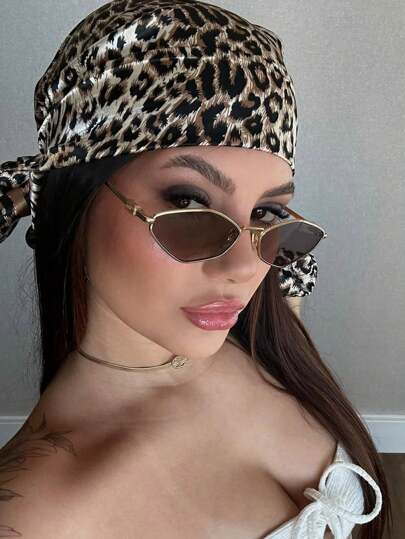 Summer Women's Fashionable Glasses, Retro Style Gold Frame Fashionable Glasses, Polygonal Frame Glasses, Suitable For Street Photography, Daily Commuting Decoration Glasses Geometric Shape Shades