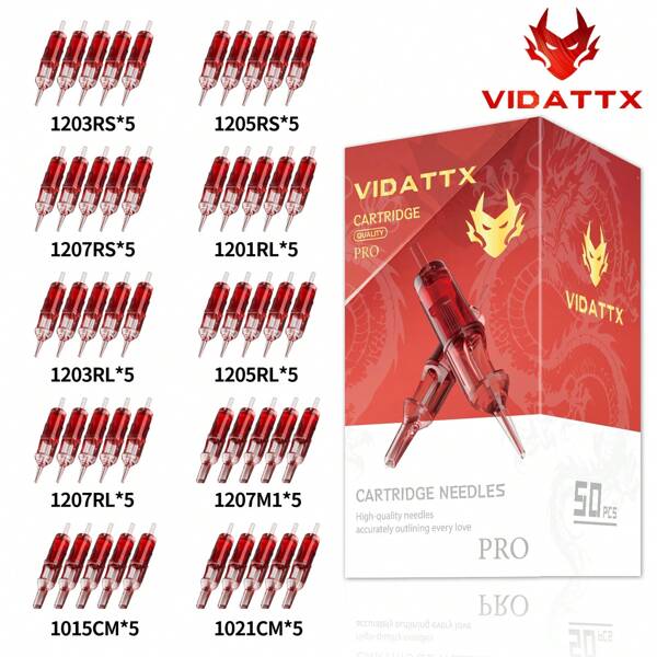 50pcs Mix Size Cartridge Tattoo Needles, Disposable Tattoo Needle For Tattoo Machine, Tattoo Accesories Supply Tattoo Supplies For Artist