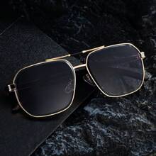 1pc New Stylish Retro Square Frame Fashion Glasses For Men, Casual Vintage Chic Elegant Party Street Wear, Wood Grain Temples High-End UV Protection Driving Fashion Glasses