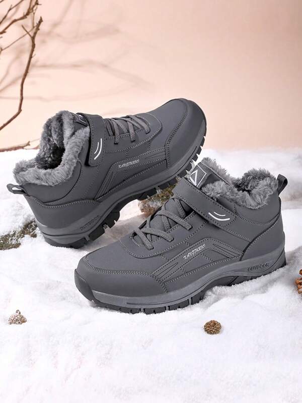 Herren Veloursleder Winterstiefel mit Fellinnenfutter, rutschfest & strapazierfähig, Lässig Wanderschuhe, Outdoor Sportschuhe