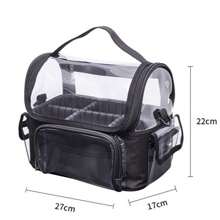 全新可调节肩带透明 PVC 化妆包，大容量便携式旅行收纳包 - 彩色 - 查看 12