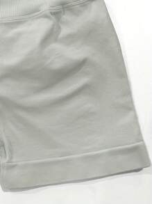 Y2K Style Dopamine Shorts With Perfect Fit, Made Of Super Stretchy Fabric To Sculpt Curves And Lift Buttocks. 90% Premium Nylon, 10% Elastane. Fashionable And Versatile, Suitable For Daily Wear, Sports, Fitness And Yoga. - Light Grey - View 6