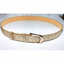 Sequin Studded Women Leather Belts For Jeans  Buckle - Gold - View 5