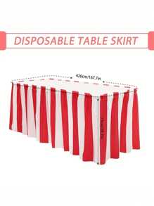 168-Inch Carnival Theme Party Decorations, Carnival Table Skirts Red And White Striped Tablecloth, Red White Striped Pennant Banner Circus Carnival Bunting Banner For Carnival Circus Decor, Suitable For Christmas Party