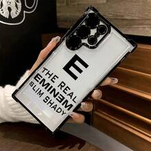 Funda de Teléfono con Patrón de Letra E de Rapero Adecuada para 25/S24/S23/S22 FE Ultra Plus 4G/5G, Cubierta Protectora de Gel Suave Transparente a Prueba de Golpes - Colores mixtos - Ver 4