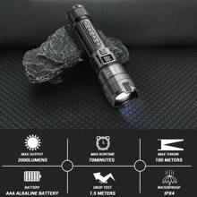 1PC Ultra-Bright LED Flashlight With Digital Display - USB Rechargeable, Extendable Torch For Outdoor Emergency Lighting