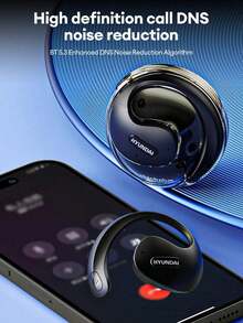 HYUNDAI 现代 HY-T26 蓝牙耳机，挂耳式颈带，HIFI 高品质立体声，电池寿命长，低延迟，游戏、音乐、通话，高清麦克风，兼容智能手机和电脑的无线耳机 - 彩色 - 查看 6