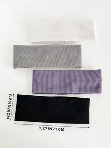 1/3/4 件纯色弹性运动头带，休闲家居饰品，学校用品，学院风发饰秋季配饰秋冬度假装发带女士