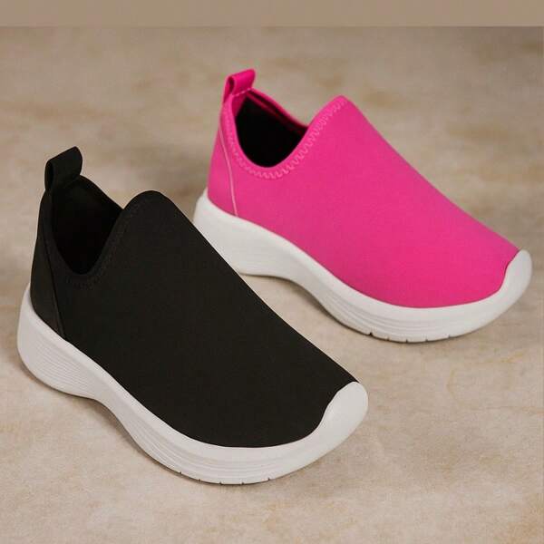 Kit 2 Pares Tênis Infantil Escolar Calce Facil Leve Confortável Macio Preto e Rosa