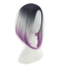 MGluel Wigs Human Hair Pre Plucked Pre Cut Lace Front Wigs Human Hair Natural Black Sier Purple Gradient Women Wigs Bob Haircut HD Lace Front Wigs Heat Resistant Fiber Wigs 22bec 6001 - 紫色 - 查看 1