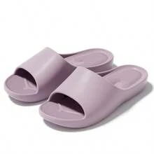 女士柔软拖鞋，舒适夏季居家情侣浴室淋浴防滑软底一脚蹬 - 淡紫色 - 查看 6