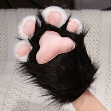 1 Pair Cute Cat Claw Gloves, Thickened Plush Gloves, Cosplay Animal Paws, Realistic Animal Wing Gloves, Winter Student Warm Cartoon Gloves, Ins Style Gift For Halloween, Christmas Activities - A Pair - View 12