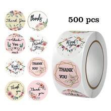 500pcs Assorted Floral "Thank You" English Text Stickers, 48 Patterns, 1-Inch Round Labels For Scrapbooking, Cards, Envelopes, Gift Wrapping, Suitable For Daily And Holiday Parties, PVC Waterproof Stickers
