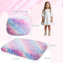 Kids Bean Bag Chair Turn Into Beanbag Bed, Unicorn Toddler Bean Chair For Girl Boy Sleeping, Lazy Children Bean Bags With Filler, Convertible Child Floor Mattress, Colorful Rainbow - màu nâu - Xem 1