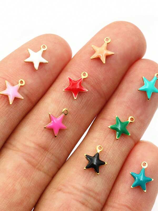 20pcs 8.5x7mm Enamel Small Star Charms Pendant Stainless Steel DIY Jewelry Making Accessories Findings For Bracelet Earrings