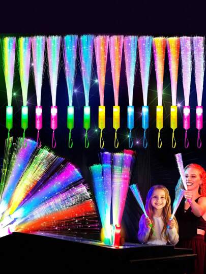 12 Stücke/4 Stücke/1 Stück - Bunte leuchtende Faserstäbe, Leuchtstäbe Set in Großpackung für Kinder & Erwachsene, Leuchtartikel für Partys, Feiern, Hochzeiten, Geburtstage, Klassenzimmer, Konzerte, Pools, Baby-Shower Partys als Geschenke, ideal als Weihnachts- und Neujahrgeschenke