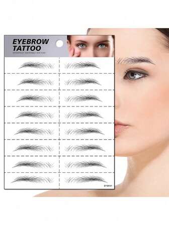 1pc 6D Eyebrow Tattoos Sticker, Semi-Permanent Waterproof Eyebrow Tattoo, Makeup Eyebrow Sticker