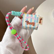 条纹腊肠犬风格耳机保护壳，兼容 1/2/3/4/Pro/Pro 2 和 WF-1000XM5 和 Studio Buds/Buds+ 和三星 Buds3/Buds 3 Pro 和华为 FreeBuds 4/4E/5/5i/6/6i/SE2/SE3/Pro2/Pro2+/Pro3/Pro4/FreeClip 耳机 - 彩色 - 查看 3