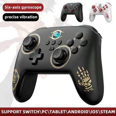 Controlador Pro para Nintendo Switch, Gamepad Inalámbrico NS Switch/OLED PC Steam con Tema Limitado de Zelda, Joystick USB con Turbo 400mah