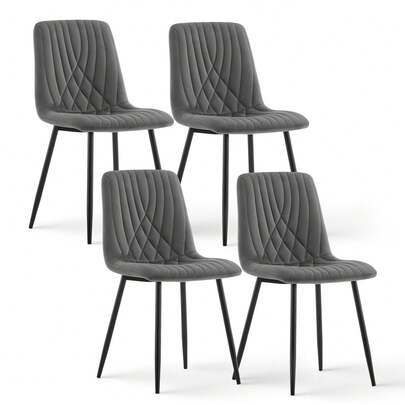 TUKAILAi Velvet Dining Chairs Set Of 4 Padded Seat Kitchen Chair With Metal Legs Living Room Corner Reception Chairs For Bedroom Loung