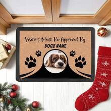 1pc 16"*24" 18"*30" Personalized Dog Photo Welcome Mat, Custom Name & Photo, Non-Slip, Indoor Use For Living Room, Bedroom, Kitchen, Bathroom - Unique Pet Lover Gift Back To School - Black - View 6