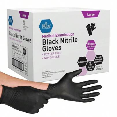 MED Black Nitrile Gloves, Heavy Duty 5 Mil, Non-Latex, Powder-, Versatile Healthcare, Tattoo, Food Handling (Small,-Count) Ultra-Strong 6 Mil Thick, D