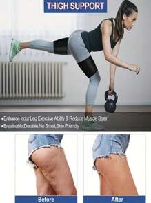 可调节大腿修剪器，男女适用，桑拿汗蒸腿套，适合高强度腿部锻炼和瘦身 - 黑色 - 查看 5