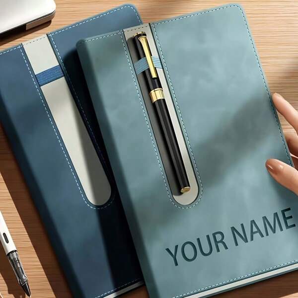 Personalized A5 Notebook With Elastic Pen Holder - Custom Name & Phone Number, Soft PU Leather Journal - Perfect For Meeting Notes & Journals, Ideal Gift For Birthdays, Christmas, Valentine's Day, Journaling | Stylish Elastic Closure | Durable Journal, Notebooks And Journals
