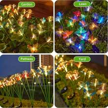 1PC 6head Solar Fiber Butterfly Ground Plug Light, Available In Warm White And Colored Light Colors, Suitable For Garden, Courtyard, Camping, Outdoor Party Decoration - Fiber Optic Butterfly Floor Light (Green Tube) - View 9