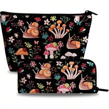 CZ Mushrooms Snails Makeup Bag Cosmetic Bag For Women1Pcs Large Capacity Makeup Bags And 1Pcs Pencil Case Makeup Brushes Storage Bag Travel Toiletry Bag Organizer  1613 - Color-10 - 查看 1