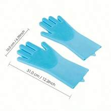 Home Essential Multifunctional Silicone Gloves For Laundry And Dishwashing With Extended Protection, Non-Slip Particles, Heat Insulation And Easy To Clean - 藍色 - 查看 6