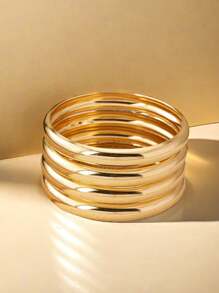 4pcs Thin Metallic Glossy Bangle Bracelets, Suitable For Holiday Parties, Dance Parties And Dates, Elegant Gift For Girlfriend