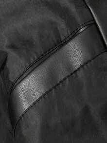Plus Size Men's Long Sleeve Business Gentleman Jacket, Zipper Front Faux Leather Pocket Decor Jacket, Suitable For Spring & Autumn - Black - View 10