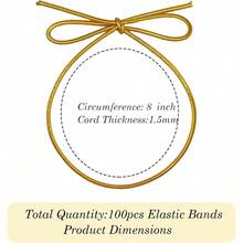 QY 200 Pcs Stretch Loops Metallic Elastic Cord Pre Tied Ornament Strings Elastic Ribbon For Tags String Bows For Gift Wrapping Crafts Tags Boxes Bow Gold 8 Inch 200pcs  1439 - 金色 - 查看 3