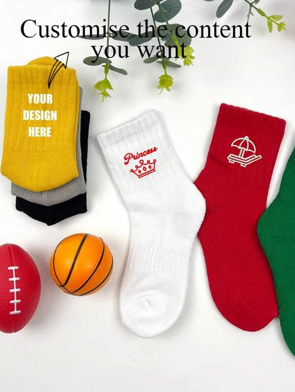 Customised Children's Coloured Socks With Name, Text Or Logo, Personalised Children's Socks, Sports Socks, Children's Gifts, Unique Gifts For Kids, Perfect Birthday Gifts, College Gifts, Start Of School Season Gifts,Christmas Gifts