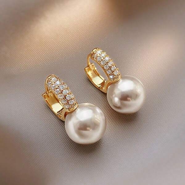 1 Par de Brincos Personalizados Fashionáveis e Doces com Pérolas para Mulheres