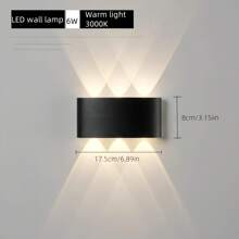1 Piece, 6W LED Dual Head Wall Lamp, Top And Bottom Lighting, Modern Home Decoration Wall Lamp, Warm Color 3000K, ABS Material, Suitable For Living Room, Bedroom, Study, Corridor, Stairs, Courtyard, Garden, Garage, Entrance Fence Pillar